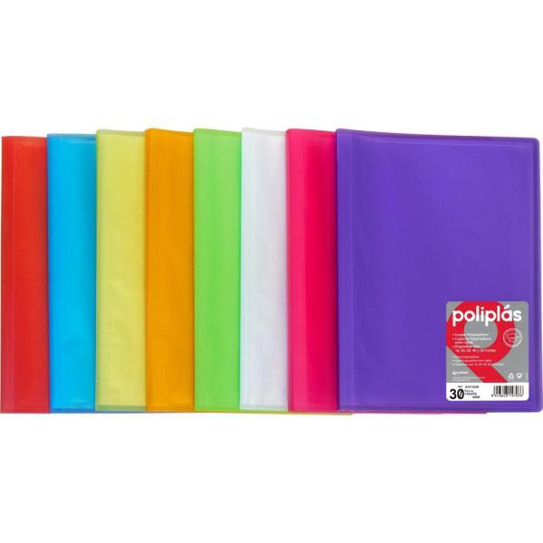 Grafoplás carpeta poliplás de polipropileno translúcido con 30 fundas soldadas folio fucsia