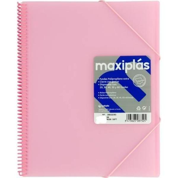 Grafoplás carpeta con fundas maxiplás espiral a4 40 fundas c/sobre pp rígido translúcido rosa soft