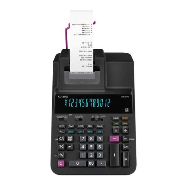 Casio calculadora con impresora dr-200r-bk 12 dígitos negro