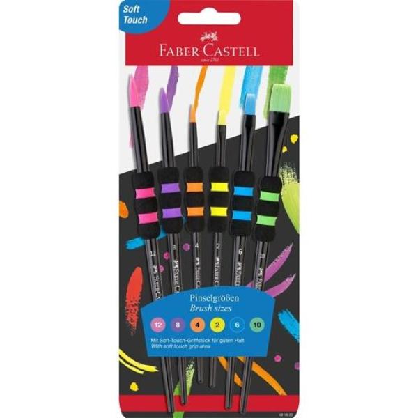 Faber castell pinceles pelo sintético soft touch edición black blíster 6 ud