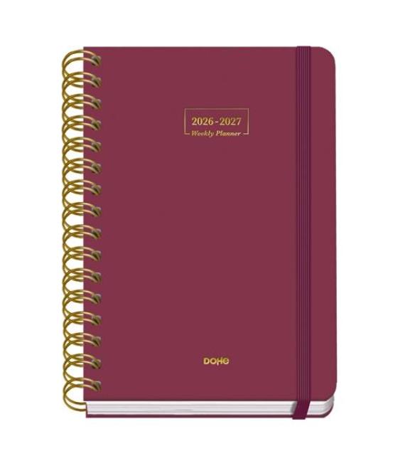 Dohe agenda escolar premium a5 espiral doble dp cartón forrado burdeos 2026-2027