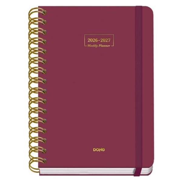 Dohe agenda escolar premium a5 espiral doble dp cartón forrado burdeos 2026-2027