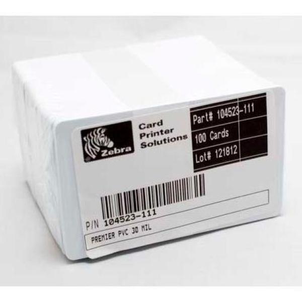 Zebra tarjetas card premier 0,76mm grosor 53,85mmx85,85mm (caja 500 uds.) pvc blanco