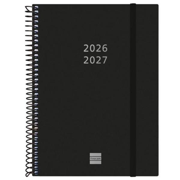 Finocam agenda espiral 18m e10-155x212mm 2dp tapas pp negro 2026-2027
