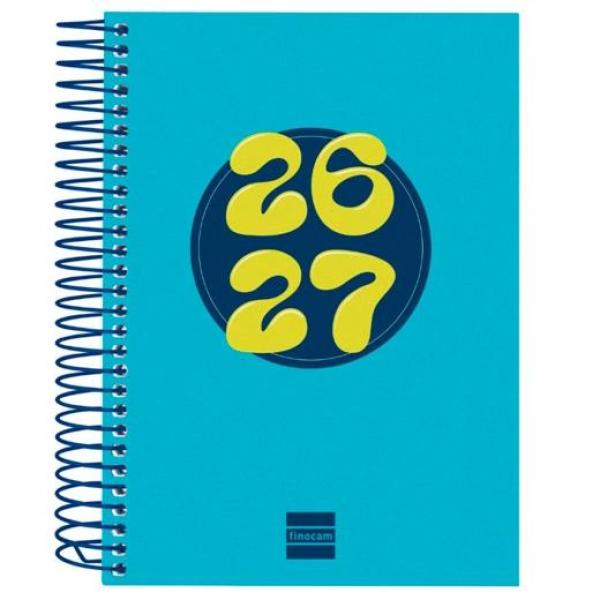 Finocam agenda cool para estudiantes espiral 8º-120x164mm 1dp azul curso 2026-2027