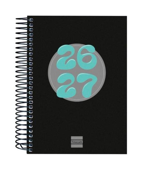 Finocam agenda cool para estudiantes espiral 8º-120x164mm 1dp negro curso 2026-2027