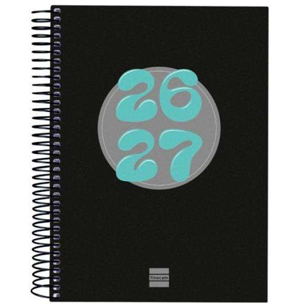 Finocam agenda cool para estudiantes espiral 4º-155x212mm 1dp negro curso 2026-2027
