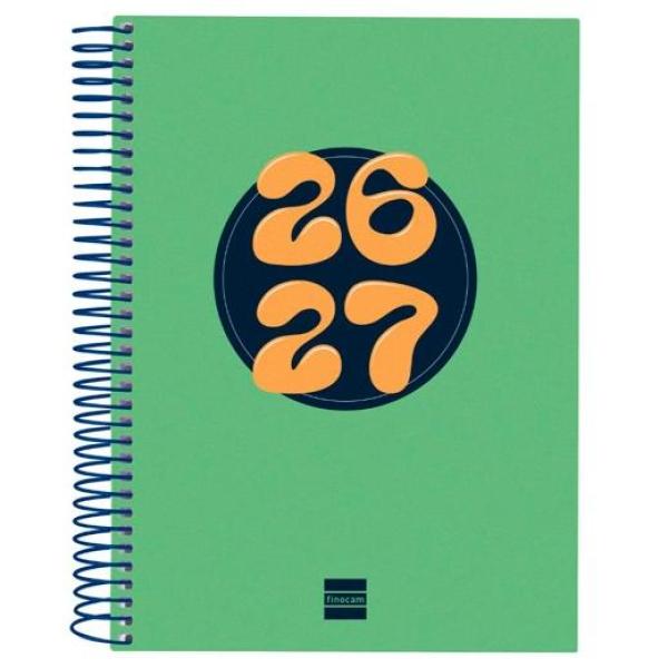 Finocam agenda cool para estudiantes espiral 4º-155x212mm 1dp verde curso 2026-2027