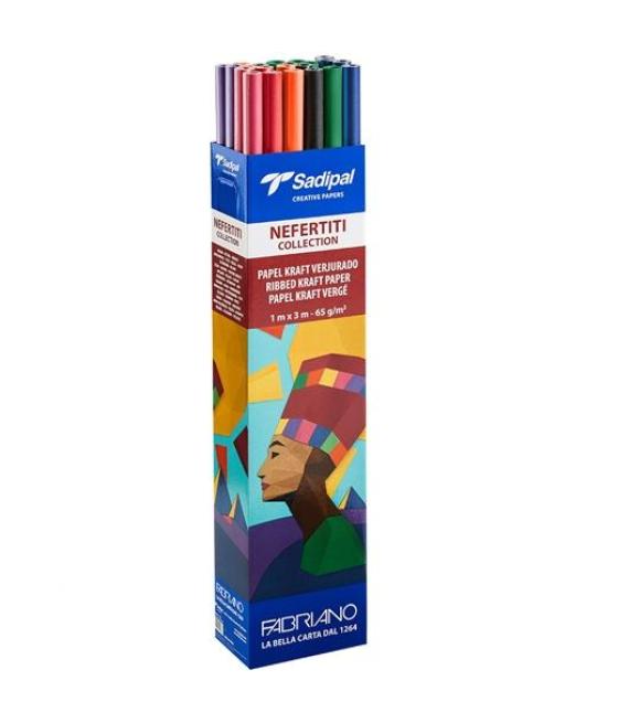 Sadipal caja expositora 30 rollos papel kraft verjurado 65gr 1x3m nefertiti collection nuevo surtido