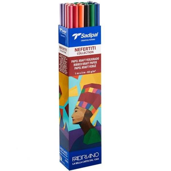 Sadipal caja expositora 30 rollos papel kraft verjurado 65gr 1x3m nefertiti collection nuevo surtido