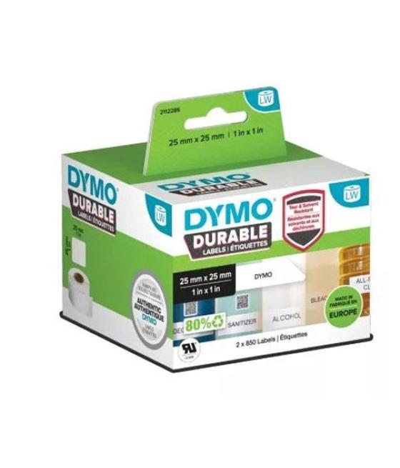 Dymo etiqueta adhesiva durable - blanco - 25x25mm - rotuladora labelwriter (2 rollos 850ud)