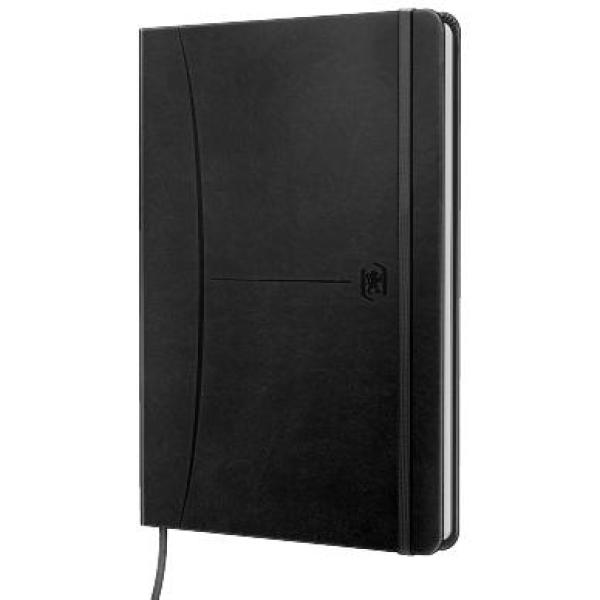 Oxford cuaderno cosido signature 80h a5 1 línea cierre c/goma tapa extradura negro