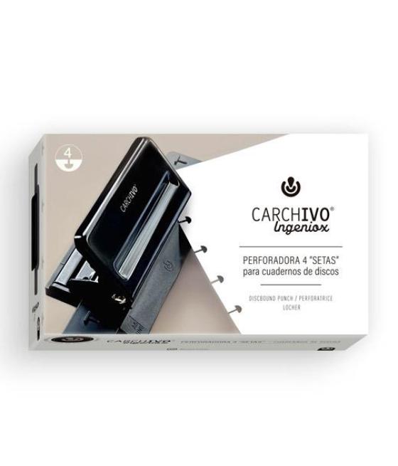 Carchivo perforadora ingeniox 4 setas para cuadernos de disco