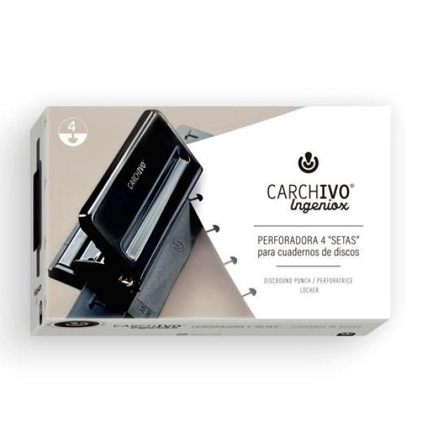 Carchivo perforadora ingeniox 4 setas para cuadernos de disco