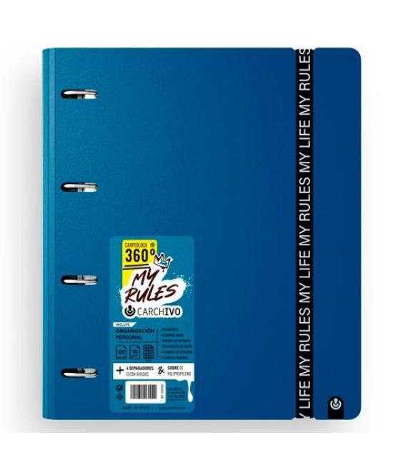 Carchivo carpeblock 360 my rules con recambio 100h a4 5x5 90gr 4 separadores pp foam deep blue