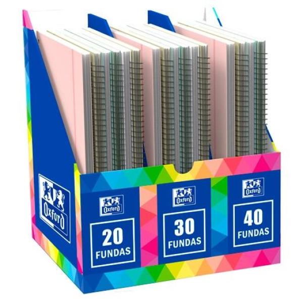 Oxford carpeta con fundas live&go espiral 30/40/50 expositor 20 ud