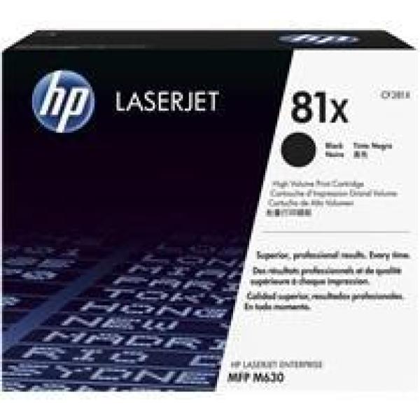 Hp laserjet m605 toner negro alta 81x 25.000 páginas alta capacidad
