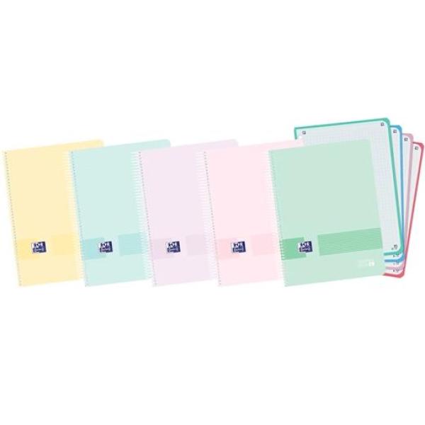 Oxford cuaderno live&go eurepeanbook 4 microperforado 120h a5+ 5x5mm tapa de plástico c/surtidos pastel