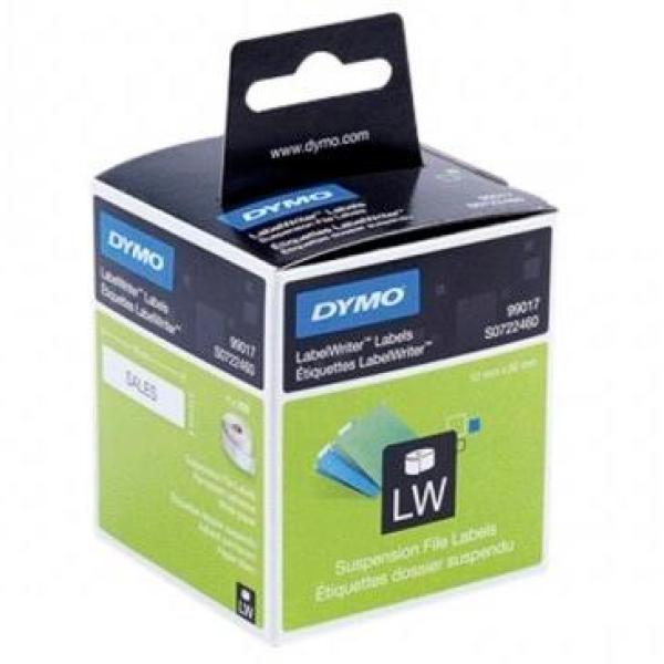Dymo etiquetas de transferencia térmica 99017- blanco - 50x12mm - etiquetas carpetas colgantes - rotuladora label writer (rollo 