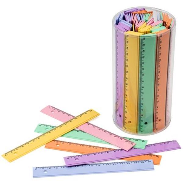 Faibo regla escolar 16cm plástico colores surtidos pastel bote 100 ud