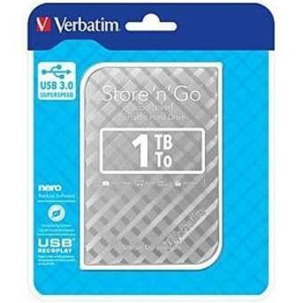 Verbatim disco duro portátil store 'n' go 1tb hdd 2.5" usb 3.0 plata