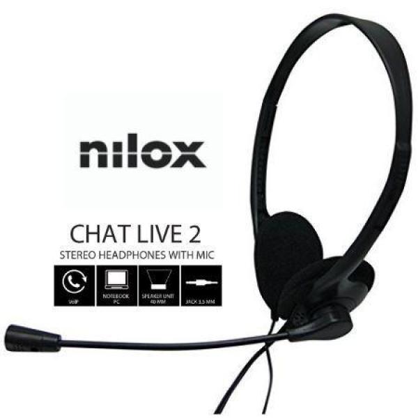 Nilox auriculares micrófono chat live 2 c/ cable jack 3.5mm negro