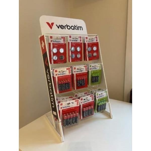 Verbatim expositor metalico 9 ganchos blanco