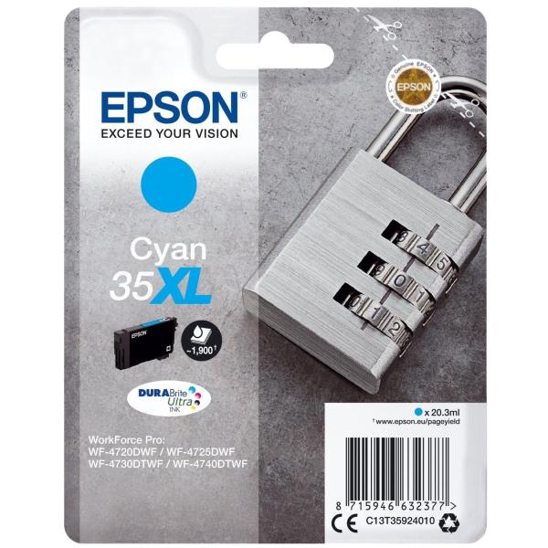 Epson tinta cian workforce pro wf-4720dwf, 4725dwf, 4730dwf, 4730dtwf, 4740dtwf - nº 35xl
