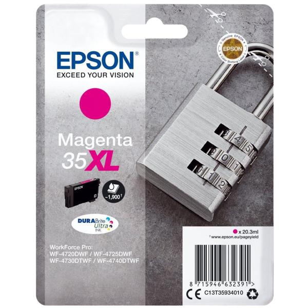 Epson tinta magenta workforce pro wf-4720dwf, 4725dwf, 4730dwf, 4730dtwf, 4740dtwf - nº 35xl