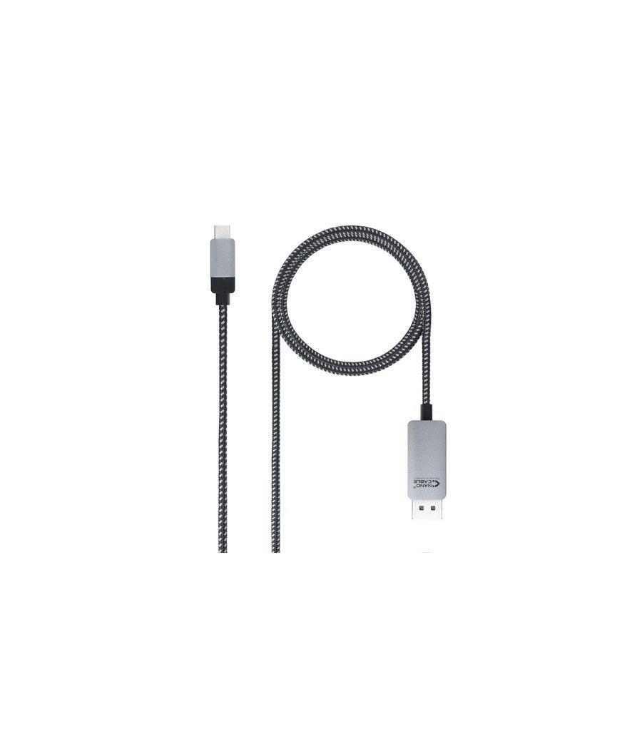 Nanocable 10.15.5002 adaptador de cable de vídeo 1,8 m USB Tipo C DisplayPort Aluminio, Negro - Imagen 1