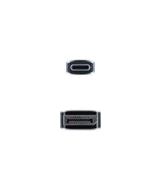 Nanocable 10.15.5002 adaptador de cable de vídeo 1,8 m USB Tipo C DisplayPort Aluminio, Negro - Imagen 3