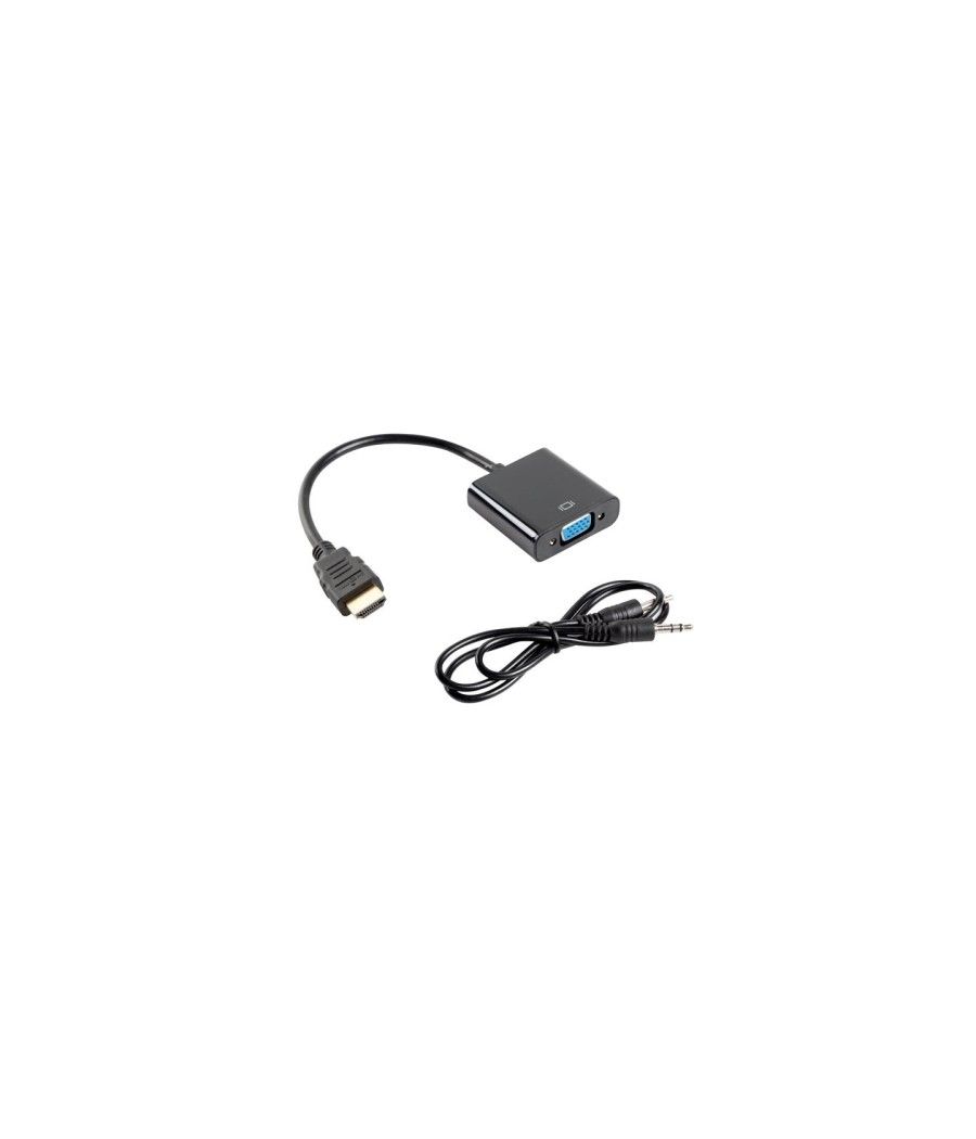 Cable adaptador HDMI V1.4 Macho a VGA Hembra con Audio - 20 cm - Negro - Imagen 1