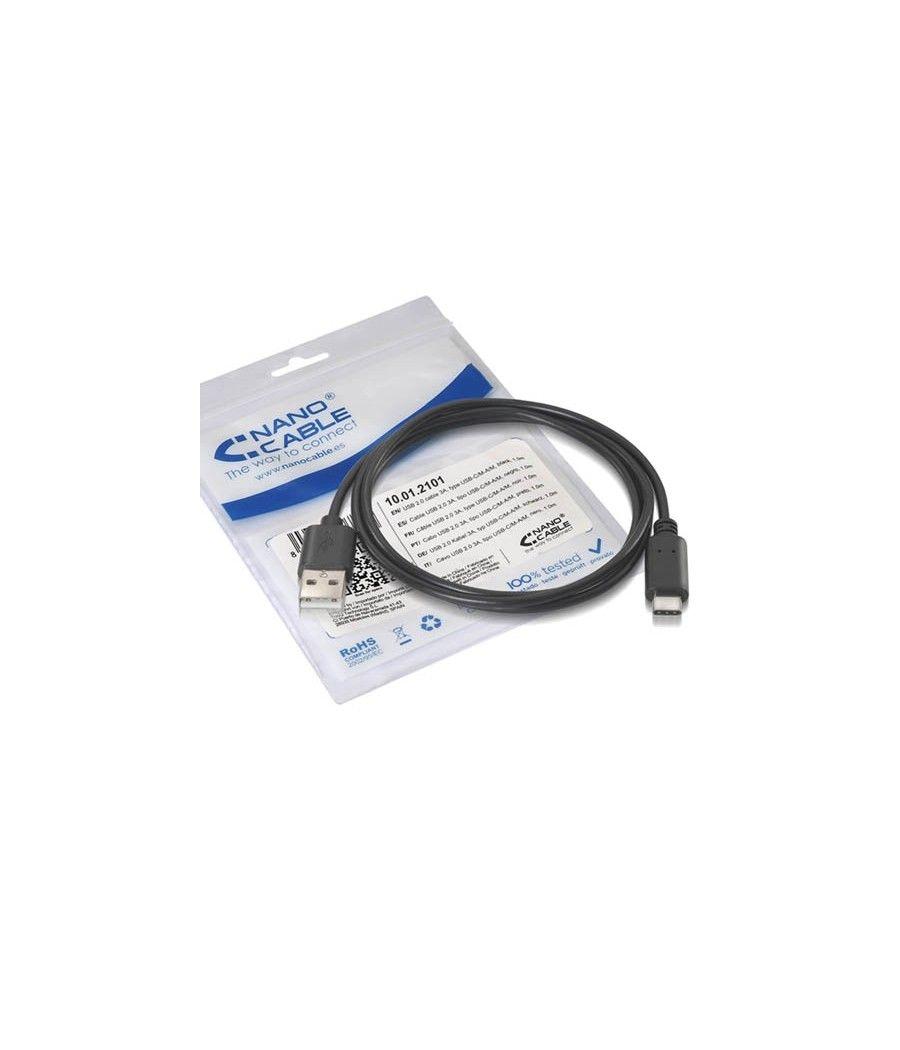 Nanocable - cable usb 2.0 3a tipo usb-c/m-a/m 1m negro - Imagen 1