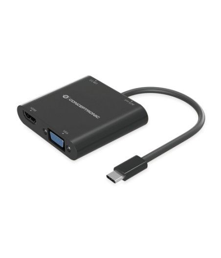 Conceptronic DONN09B adaptador de cable de vídeo 0,2 m USB Tipo C Negro - Imagen 1