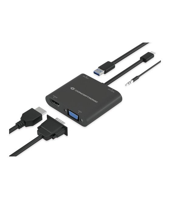 Conceptronic DONN09B adaptador de cable de vídeo 0,2 m USB Tipo C Negro - Imagen 4