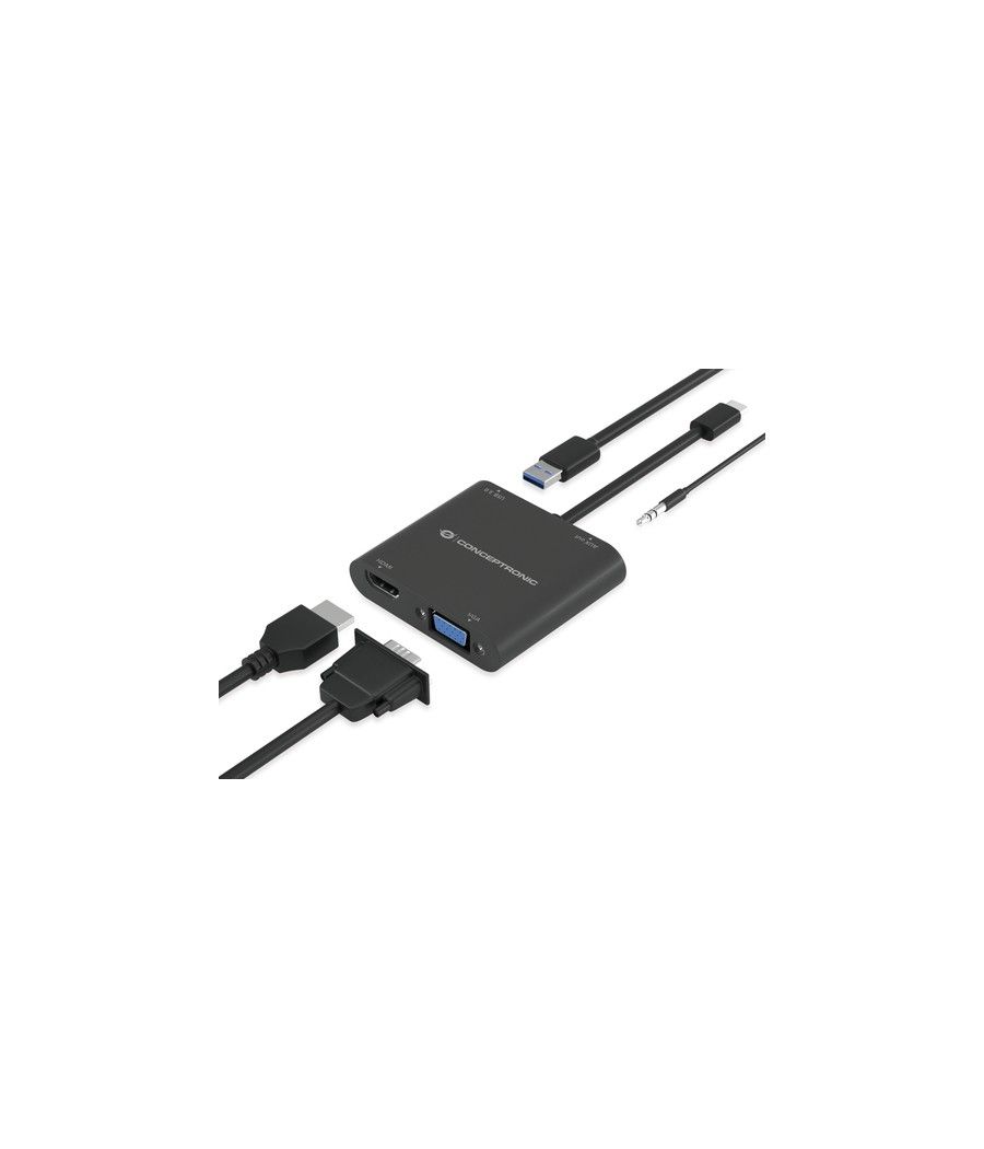 Conceptronic DONN09B adaptador de cable de vídeo 0,2 m USB Tipo C Negro - Imagen 4