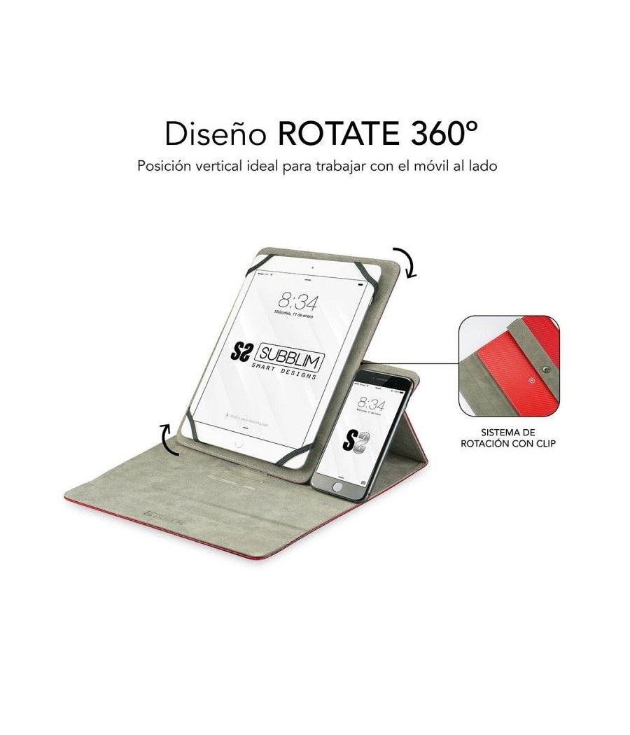 Funda subblim rotate 360º  para tablets de 10.1'/ roja - Imagen 3