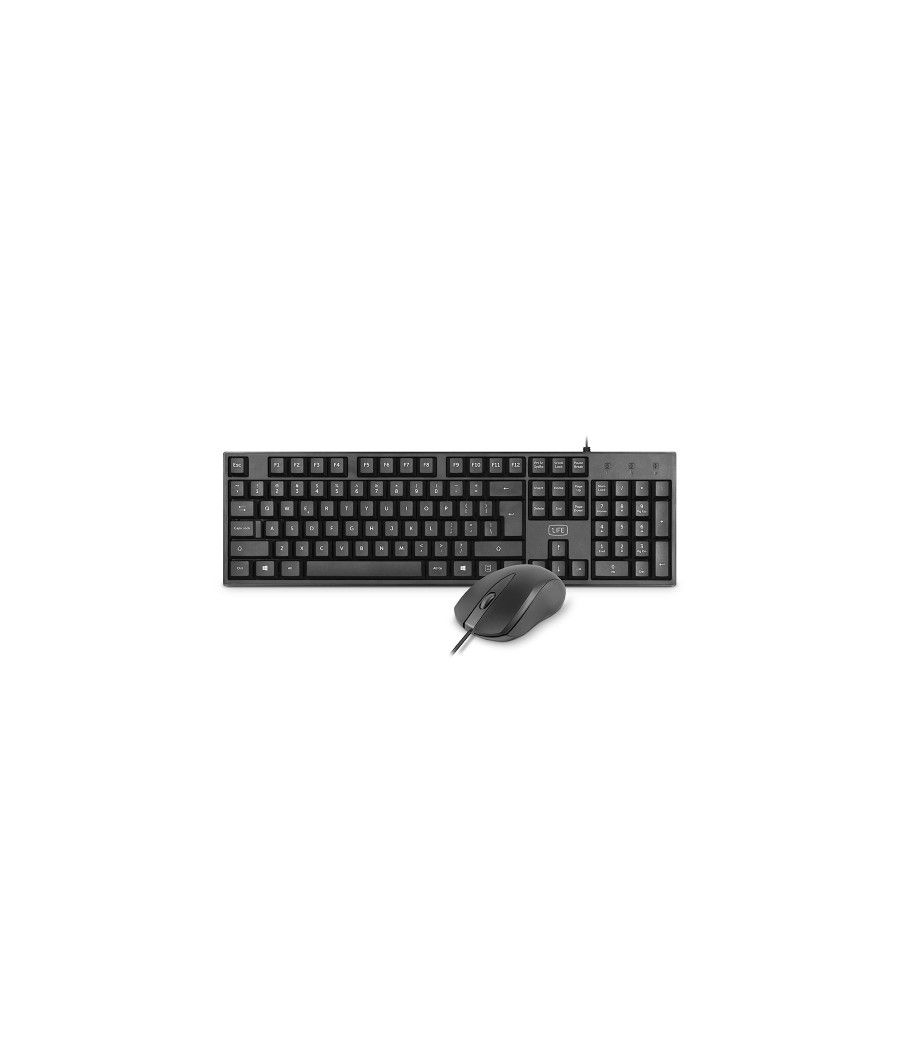 1life - kit teclado y ratón óptico 1000 dpi con cables - diseño slim - plug&play - negro