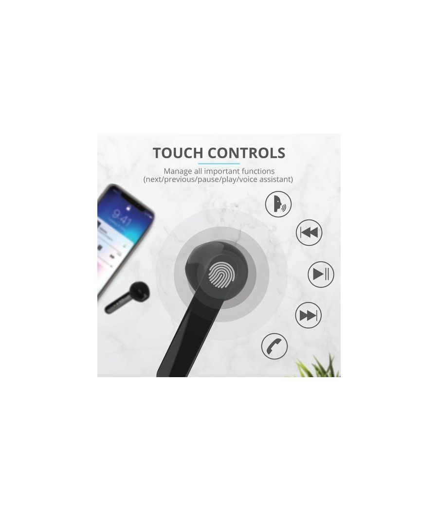 Auriculares bluetooth trust primo touch con estuche de carga/ autonomía 4h/ negros - Imagen 4