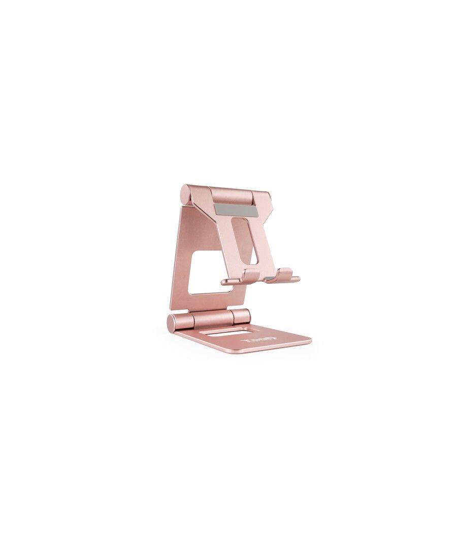 TooQ Soporte de sobremesa ajustable para teléfono / tablet hasta 10”, Rosa Velvet - Imagen 1