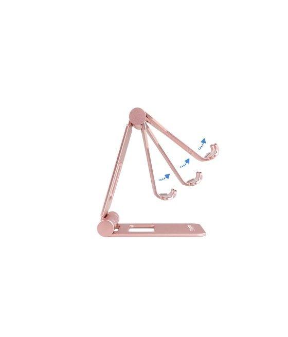 TooQ Soporte de sobremesa ajustable para teléfono / tablet hasta 10”, Rosa Velvet - Imagen 4