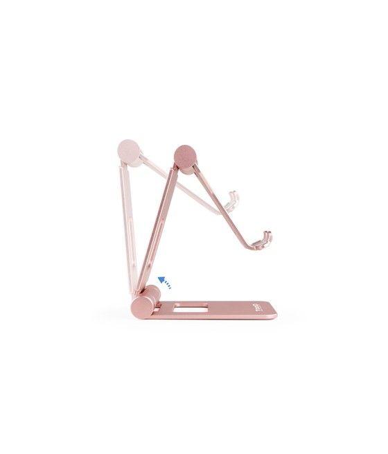 TooQ Soporte de sobremesa ajustable para teléfono / tablet hasta 10”, Rosa Velvet - Imagen 5