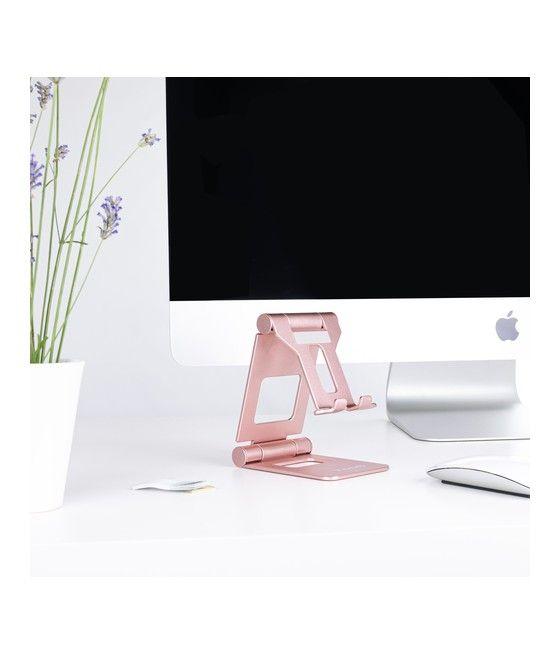 TooQ Soporte de sobremesa ajustable para teléfono / tablet hasta 10”, Rosa Velvet - Imagen 8
