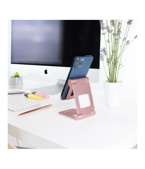 TooQ Soporte de sobremesa ajustable para teléfono / tablet hasta 10”, Rosa Velvet - Imagen 9