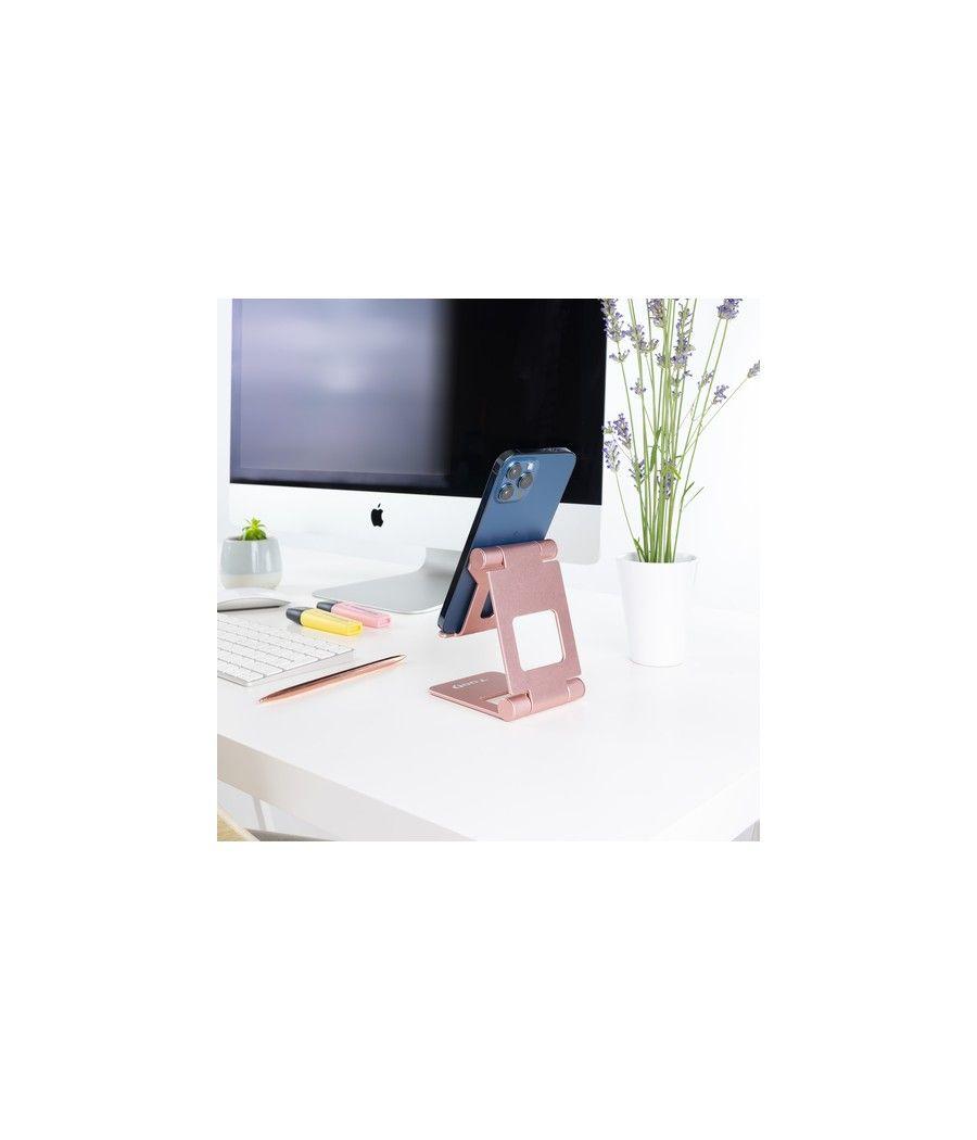TooQ Soporte de sobremesa ajustable para teléfono / tablet hasta 10”, Rosa Velvet - Imagen 9