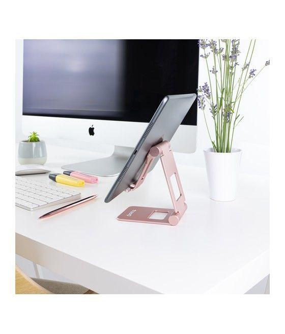 TooQ Soporte de sobremesa ajustable para teléfono / tablet hasta 10”, Rosa Velvet - Imagen 10