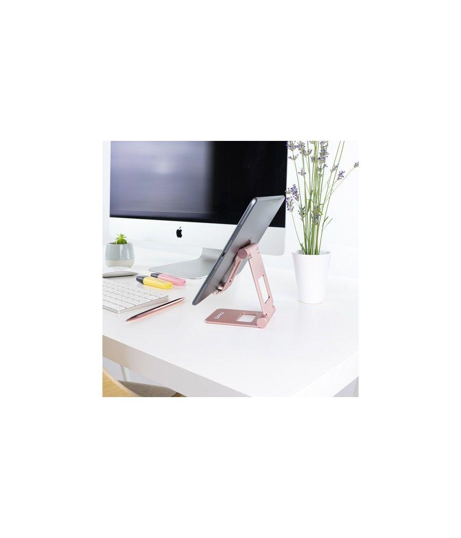 TooQ Soporte de sobremesa ajustable para teléfono / tablet hasta 10”, Rosa Velvet - Imagen 10
