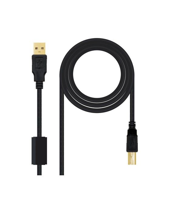 Nanocable 10.01.1202 cable USB 2 m USB 2.0 USB A USB B Negro - Imagen 1