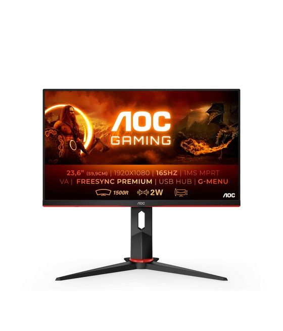 AOC G2 C24G2U/BK pantalla para PC 59,9 cm (23.6") 1920 x 1080 Pixeles Full HD LED Negro, Rojo - Imagen 1
