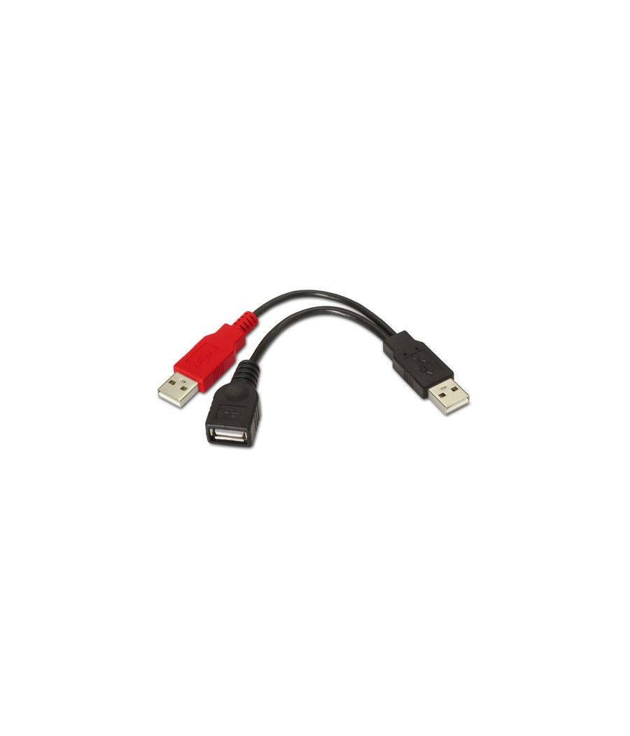 Cable usb 2.0 + alimentación aisens a101-0030/ usb hembra + usb macho - usb macho/ 15cm/ negro/ rojo - Imagen 1